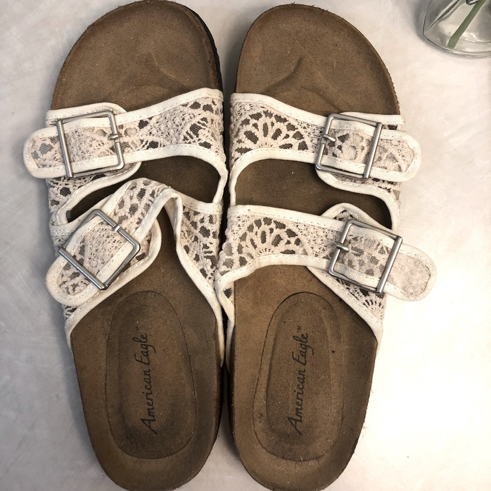 White laced Slide ons- size 7 1/2